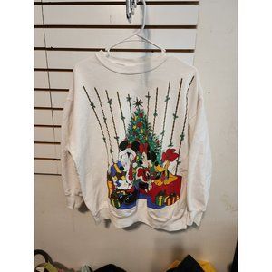 Vintage Walt Disney Mickey Minnie Santa Holiday Christmas Sweatshirt XL